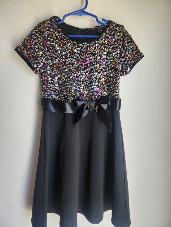 Other - Kids Sequin Party Dress with Satin Bow - Black